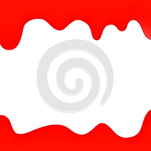 Banner dripping paint red cartoon style for background, watercolor drips border, red frame of dripping creamy liquid, cartoon