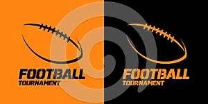 Banner or emblem design with American Football ball silhouette i