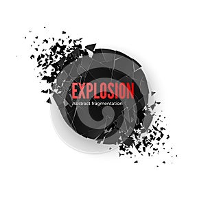 Banner Explosion Simulation. Explode and destruction. Circle shatter effect. Vector illustration isolated on whide background