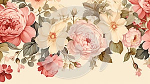 A banner featuring a vintage floral pattern