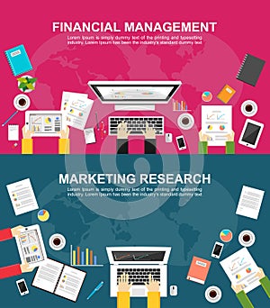 Banner for financial management and marketing research.