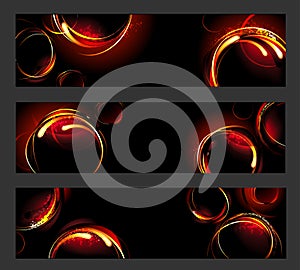 Banner with fire circles