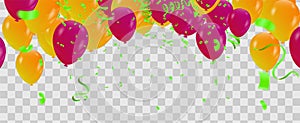 Banner with flags  balloons and Happy Birthday card party