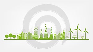 Banner flat design elements for sustainable energy development, Environmental and Ecology concept