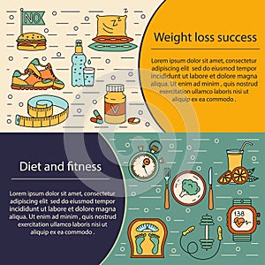 Banner or flyer template. Weight Loss, Diet card.