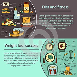 Banner or flyer template. Weight Loss, Diet card.