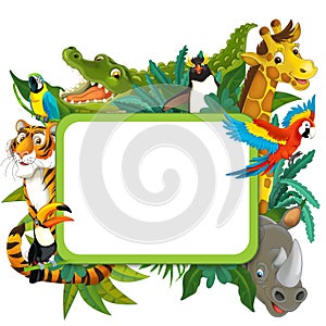 Banner - frame - border - jungle safari theme - illustration for the children