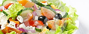 Banner of fresh vegetable Greek salad
