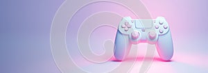 Banner Game controller pastel colored background. pastel Joystick illustration. Gamepad for game console. 3D render copy