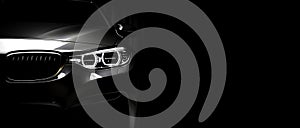 Banner with a generic unbranded black car, generative ai illustration