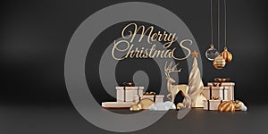 Banner with gift box  and decoration gifts background.3D rendering