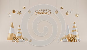 Banner with gift box  and decoration gifts background.3D rendering