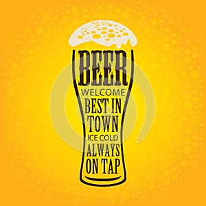 Banner with glass of beer on a yellow background