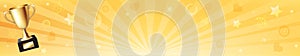 Banner With Gold Trophy Cup. Vector