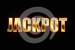 Banner with the golden inscription Jackpot on a dark background, luxury style. Casino concept, advertising template, gambling,