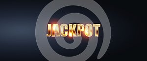 Banner with the golden inscription Jackpot on a dark background, luxury style. Casino concept, advertising template, gambling,