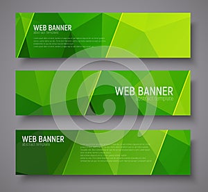 Banner with green polygonal background, transparent diagonal die