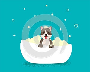 Banner group of cute dog with bubble in flat vector style. pet care illustration for content, label, banner, graphic and