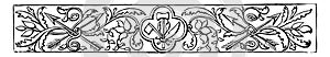 Banner have contains an image of archery arrows or floral arrangements vintage engraving