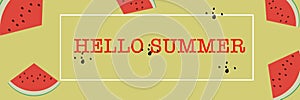 Banner Hello Summer with for webpage or mobile page