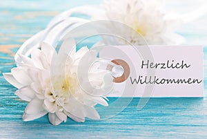 Banner with Herzlich Willkommen