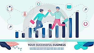 Banner Illustration Help Your Successful Businness