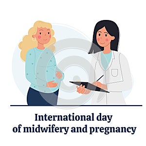 Banner, illustration international day of midwifery and pregnancy