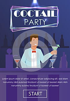 Banner Inviting to Cocktail Party in Nightclub