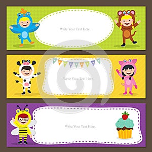 Banner with kids in animal costume