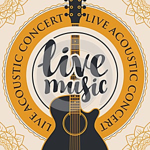 Banner for live music with acoustic guitar