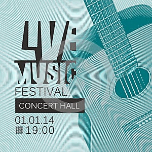 Banner for live music festival with guitar