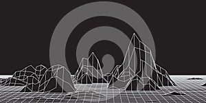 Banner with low poly wireframe abstract design