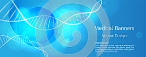 Banner Medical dna and technology background. vector background design