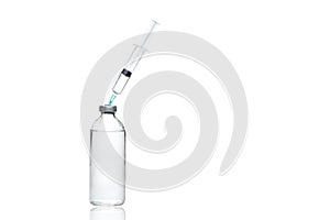 Banner on the medical theme of vaccination with a syringe. photo