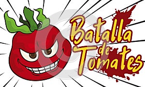 Furious Tomato Crossing at Full Speed in Battle of Tomatoes, Vector Illustration photo