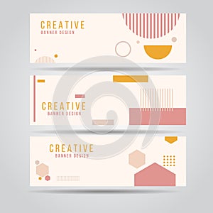 Banner modern minimal set abstract creactive trendy style with copy space for text and photo.Corporate advertising template
