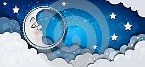 Banner Moon Sleeping In The Clouds