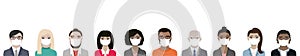 Banner of Multiracial people wearing ppe masks for coronavirus covid-19 protection