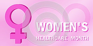 Banner for the national month of female health with the symbol of femininity of the Venus mirror and text, concept of a healthy