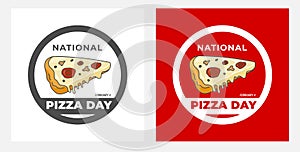 Banner National Pizza day on white and red background, vector illustration