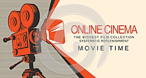 Banner for online cinema with old movie projector