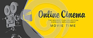 Banner for online cinema with old movie projector