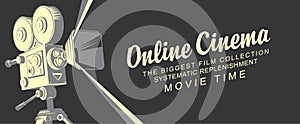 Banner for online cinema with old movie projector