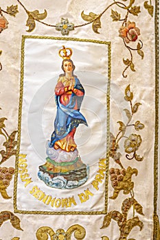 banner of Our Lady of the Beach inside the Igreja Matriz de Colares Nossa Senhora da AssunÃ§Ã£o photo