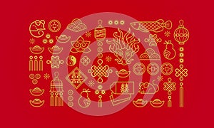Banner with a outline symbols in the Chinese style