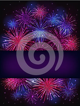 Banner over purple fireworks