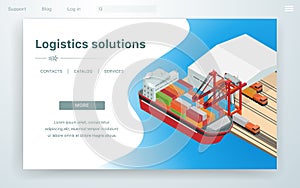 Banner Page Logistic Solutions on Cargo Ship.