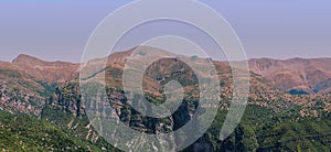 Banner of Panoramic view of mountain in National Park of Tzoumerka, Greece Epirus region. Mountain