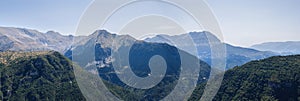 Banner of Panoramic view of mountain in National Park of Tzoumerka, Greece Epirus region. Mountain