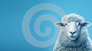 Banner with a portrait of a charming white ram